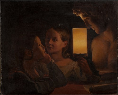 Two Children Illuminating a Sculpted Bust, 1839, Johan Gustaf Sandberg