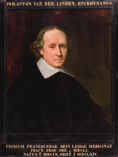 Portret van Johannes Antonides van der Linden, hoogleraar Geneeskunde te Leiden, 1601, Abraham van den Tempel