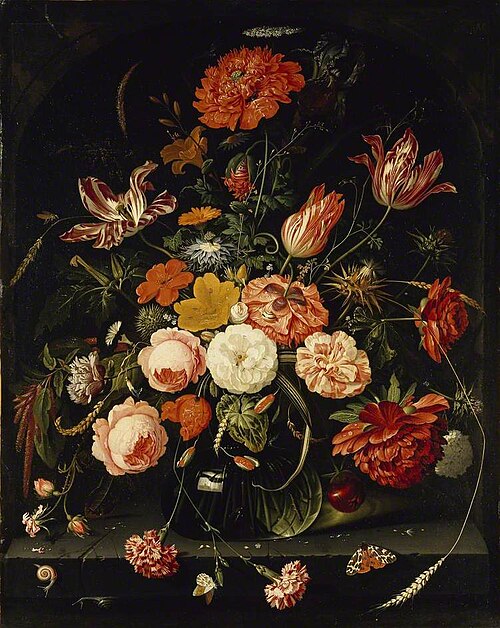 A Vase of Flowers with two Carnations, , Abraham Mignon