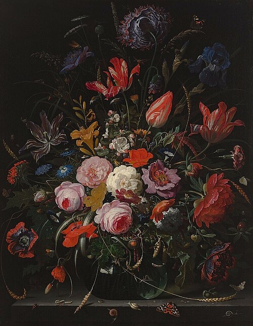 Vase of flowers, 1672, Abraham Mignon