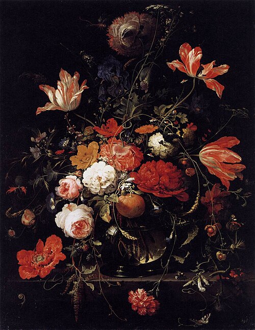 A Glass of Flowers and an Orange Twig, 1660, Abraham Mignon