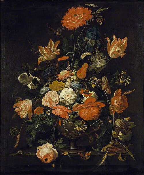 Flowers in an ornamental Vase, 1660, Abraham Mignon