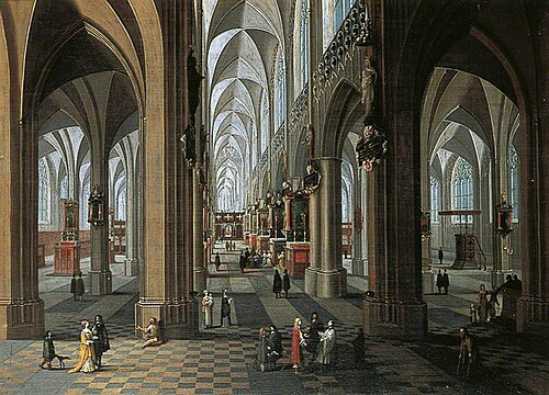 Interior of Antwerp Cathedral, Belgium, 1653, Pieter Neefs