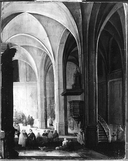 Evening Mass in a Gothic Church, 1647, Pieter Neefs