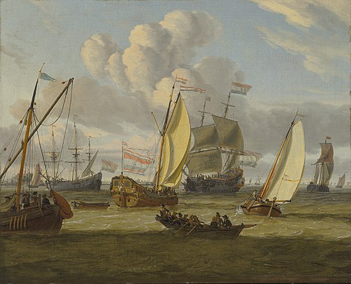 Shipping in an estuary, 1700, Abraham Storck