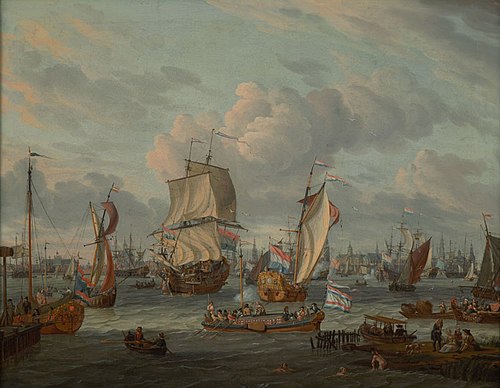 Scheepvaart op het IJ te Amsterdam, 1700, Abraham Storck