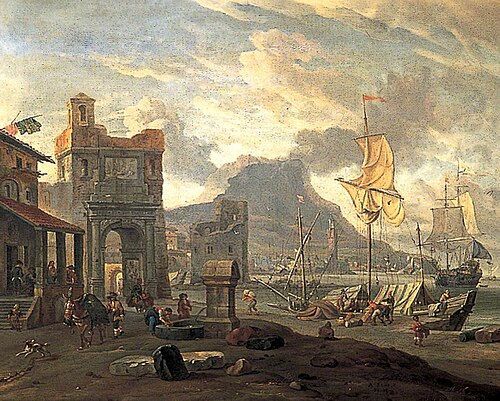 Port Scene with an Arch, , Abraham Storck