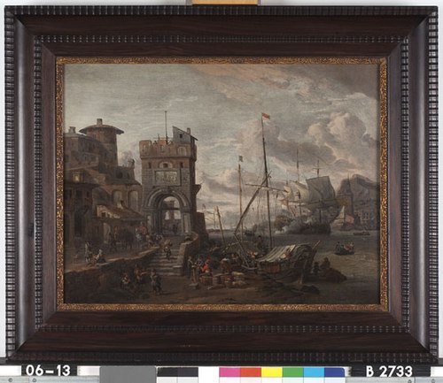 An Italian harbor, 1681, Abraham Storck
