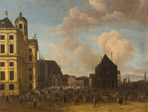 View of Dam Square, with the Old Weigh House, 1675, Abraham Storck