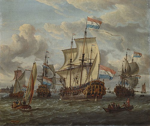 La frégate Pieter et Paul sur l'IJ., 1500, Abraham Storck