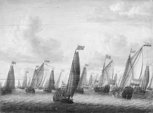 The so-called Admiral Race on the Amstel River, 1680, Abraham Storck