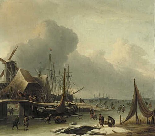 Dutch Port in Winter, 1683, Abraham Storck