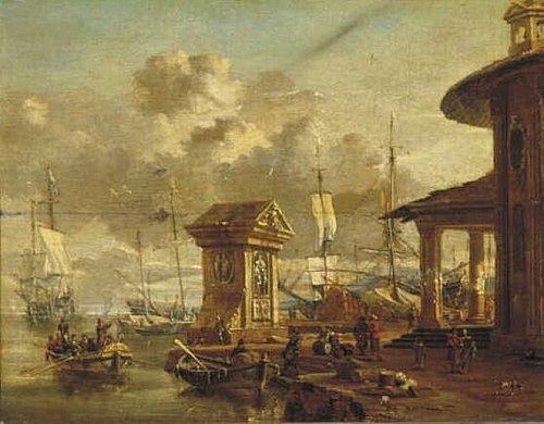 Mediterranean harbor, 1683, Abraham Storck