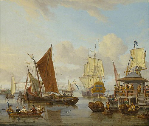 Shipping off Amsterdam, , Abraham Storck