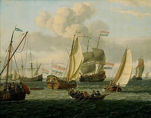 Shipping off Amsterdam, 1705, Abraham Storck