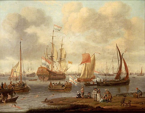 Shipping off Amsterdam, 1705, Abraham Storck