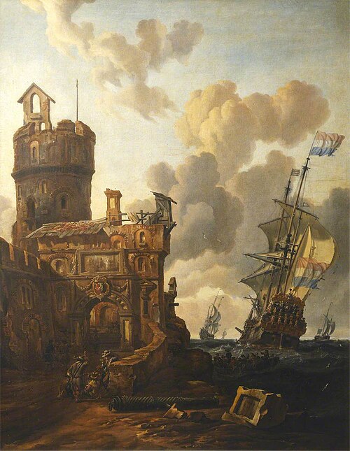 A Dutch Ship Passing a Fort, 1650, Abraham Storck
