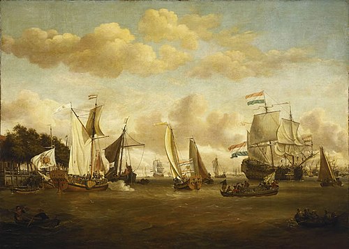 A Dutch Yacht on the River Y, , Abraham Storck