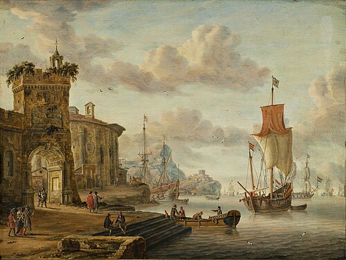 Harbour Scene with Ancient Ruins, 1666, Abraham Storck