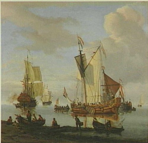 Riverbank with Dutch Shipping, 1675, Abraham Storck