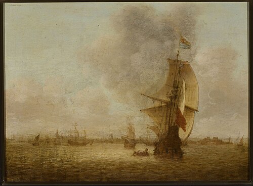 Marine view with the Vlissingen port in the background, , Abraham de Verwer