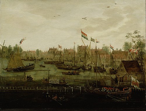 Gezicht vanaf de Blauwbrug over de Amstel, 1615, Abraham de Verwer