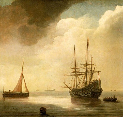 A Ship in a Calm Sea, , Abraham de Verwer