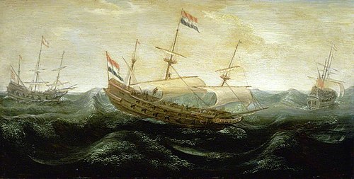 Dutch Ships in a Rough Sea, 1625, Abraham de Verwer