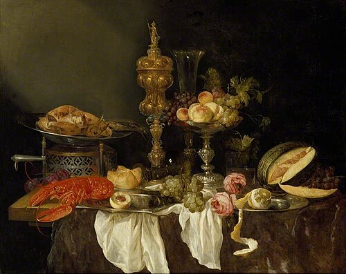 Still Life with a Lobster and Turkey, 1652, Abraham van Beijeren