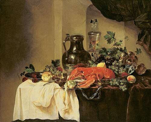 Stillleben mit Hummer und grosser Zinnkanne, 1647, Abraham van Beijeren