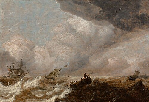 Ships in a Squall, 1650, Abraham van Beijeren