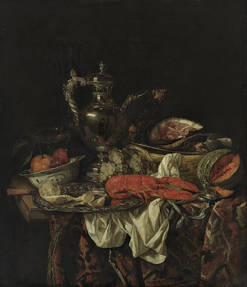 Still Life with a Silver Pitcher, 1660, Abraham van Beijeren
