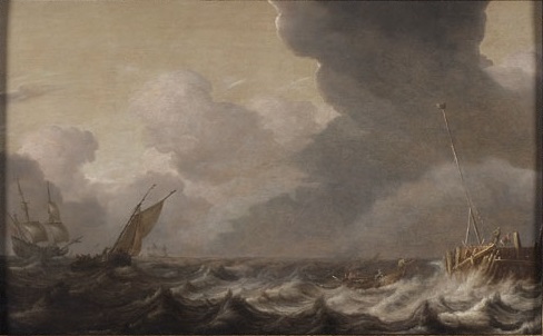 Shipping in Stormy Weather, 1670, Abraham van Beijeren