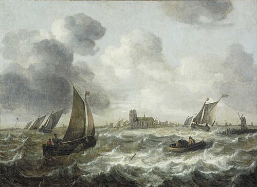 River Scene with Dordrecht in the Distance, 1662, Abraham van Beijeren