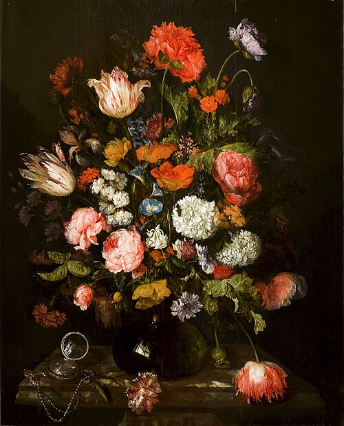 Bloemstilleven met horloge, 1662, Abraham van Beijeren