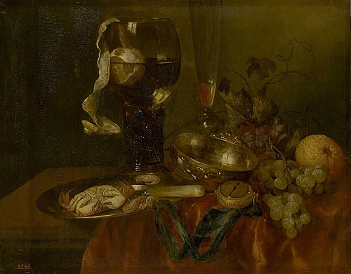 Snack (Still Life with Crab, Fruit and Clock), 1659, Abraham van Beijeren