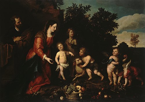 Holy Family with the Infant John and Angels, 1640, Abraham van Diepenbeeck