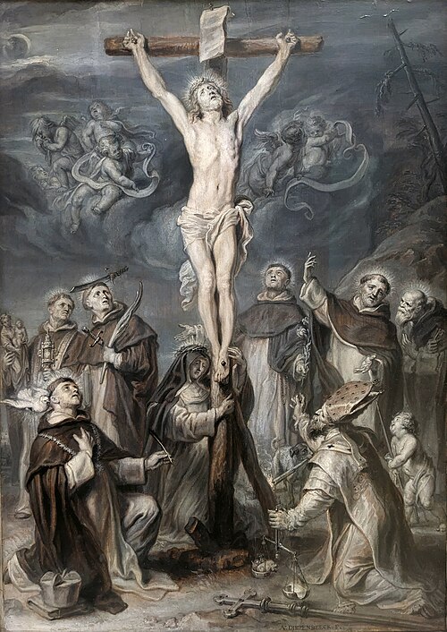 Le Christ en croix adoré par huit saints de l'ordre dominicain, 1652, Abraham van Diepenbeeck