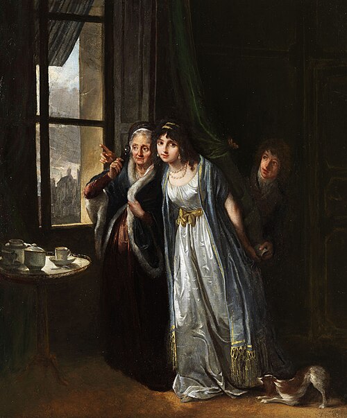 Die heimliche Übergabe des Liebesbriefs., 1750, Michel Garnier