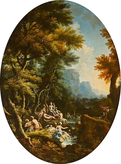 Landscape with Diana and her Nymphs surprised by Actaeon, 1728, Michele Pagano