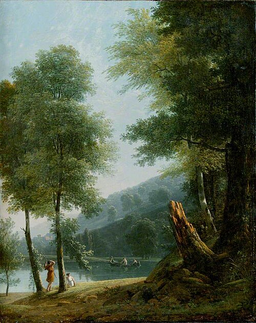 Landscape with Classical Figures on and beside a Lake, , Jean-Victor Bertin