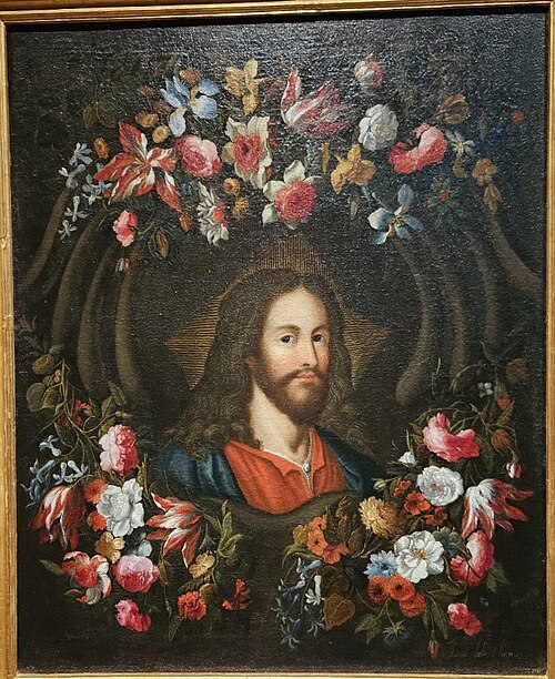 Grinalda de Flores com Busto do Salvador, 1650, Juan de Arellano