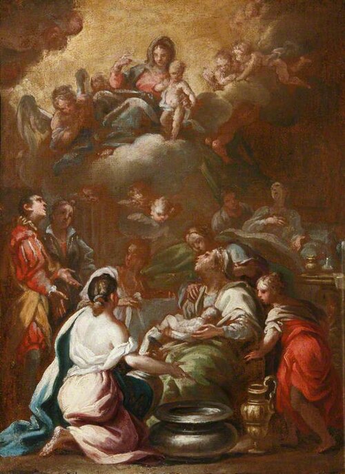 The Birth of the Virgin with the Virgin and Child in Glory, , Luca Giordano