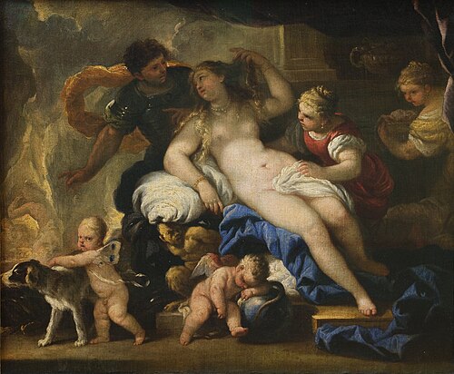 Mars and Venus in Vulcan's Forge, 1670, Luca Giordano
