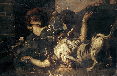 Dogs Devouring Queen Jezebel, , Luca Giordano