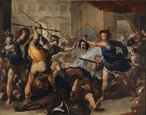 Perseus turning Phineas and his Followers to Stone, 1680, Luca Giordano