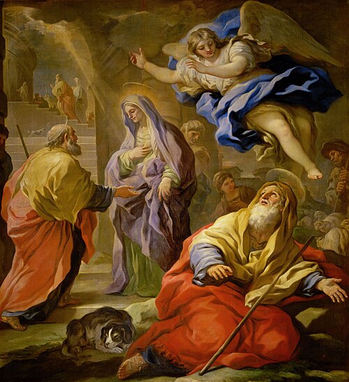 Verheißung an Joachim und Begegnung von Joachim und Anna an der Goldenen Pforte, 1696, Luca Giordano