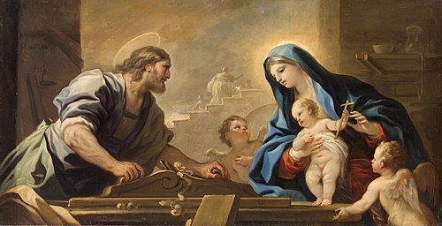 Holy Family with Joseph at the Carpenter's Bench, 1696, Luca Giordano