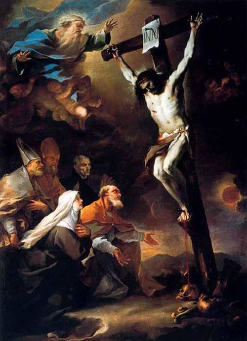Patron Saints of Naples adoring the Crucifix, 1660, Luca Giordano