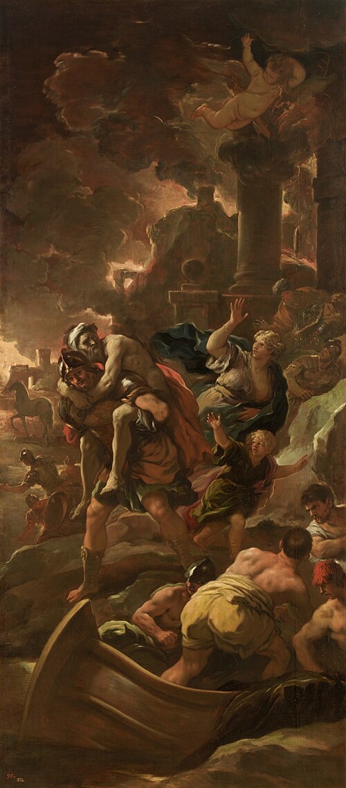 Eneas, fugitivo con su familia, 1700, Luca Giordano